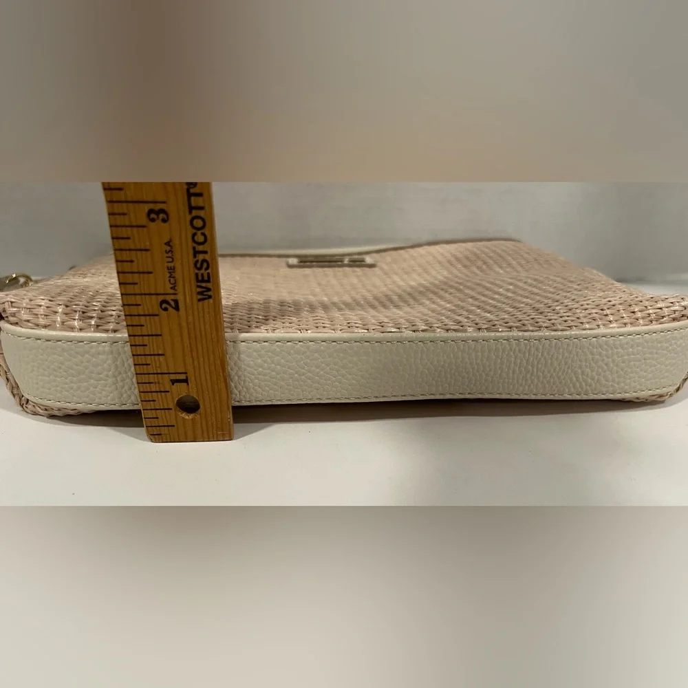 NWOT Nanette Lepore Beige and Cream Hand-Woven Straw Wristlet Clutch